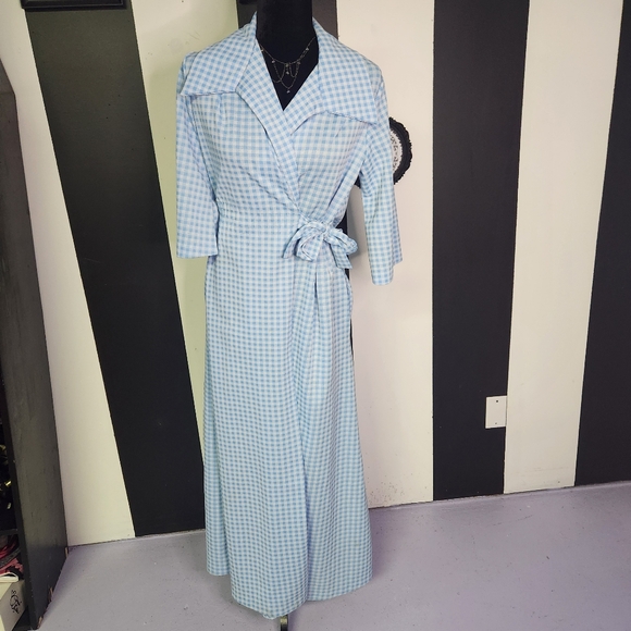 Mrs. Roper Blue Checkered Dress - Picture 1 of 8